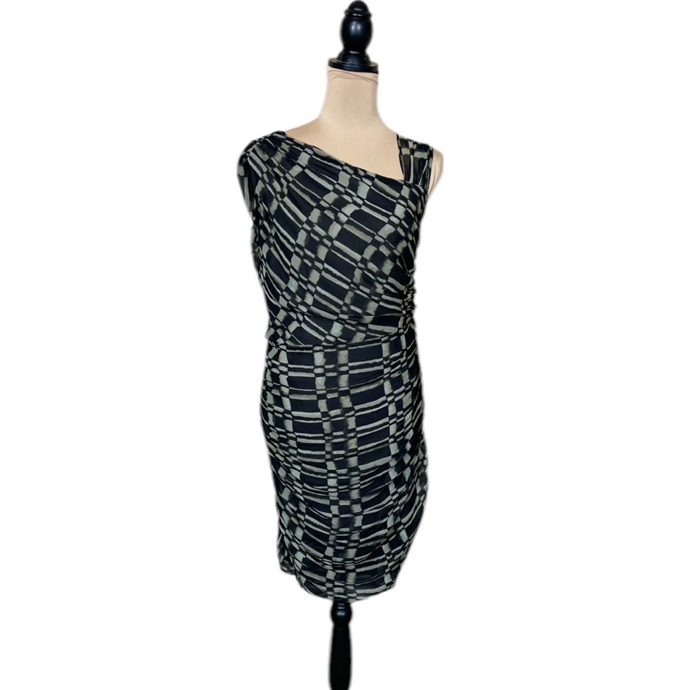 Marc New York Black One Shoulder Ruched Detail Sheath Dress